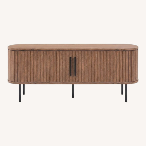 Used Quin Tambour Midcentury Modern Walnut TV Stand for sale on AptDeco