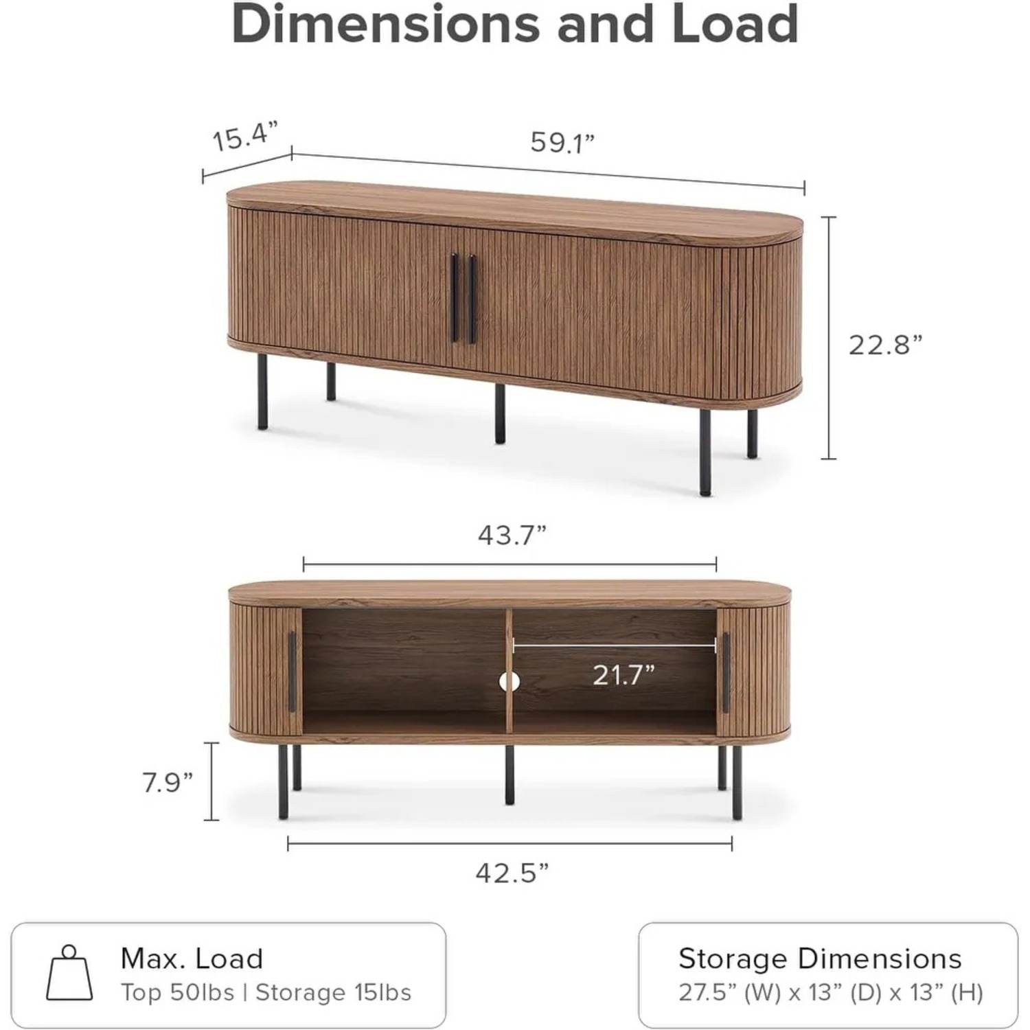 Quin Tambour Midcentury Modern Walnut TV Stand - image-3