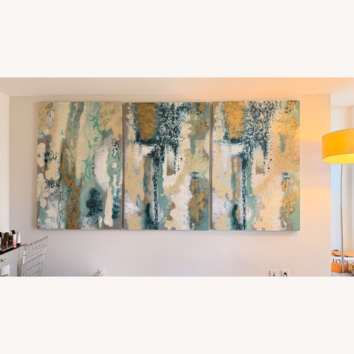 Used Oversized Textured Coastal Abstract 3 Panels  for sale on AptDeco