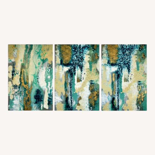 Used Oversized Textured Coastal Abstract 3 Panels for sale on AptDeco