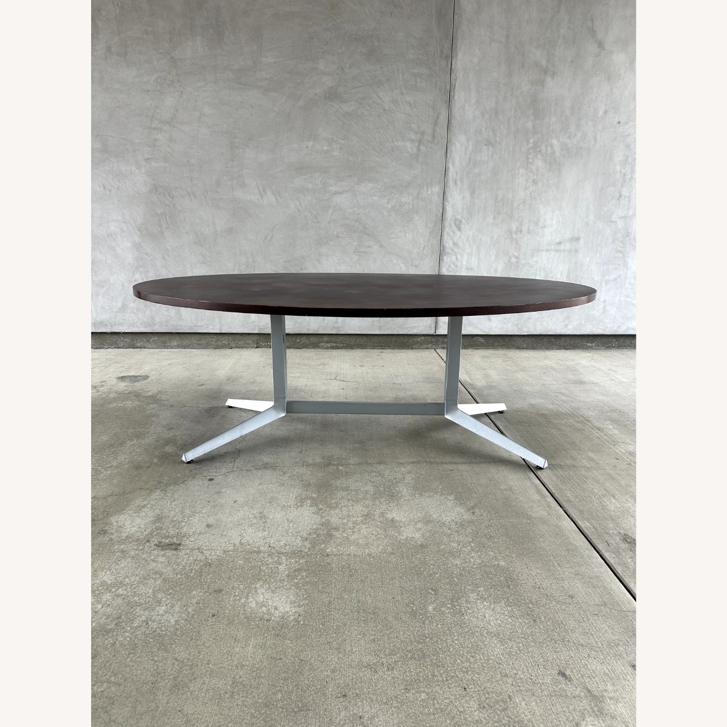 MCM Vintage Dark Brown Round Oval Table - image-3