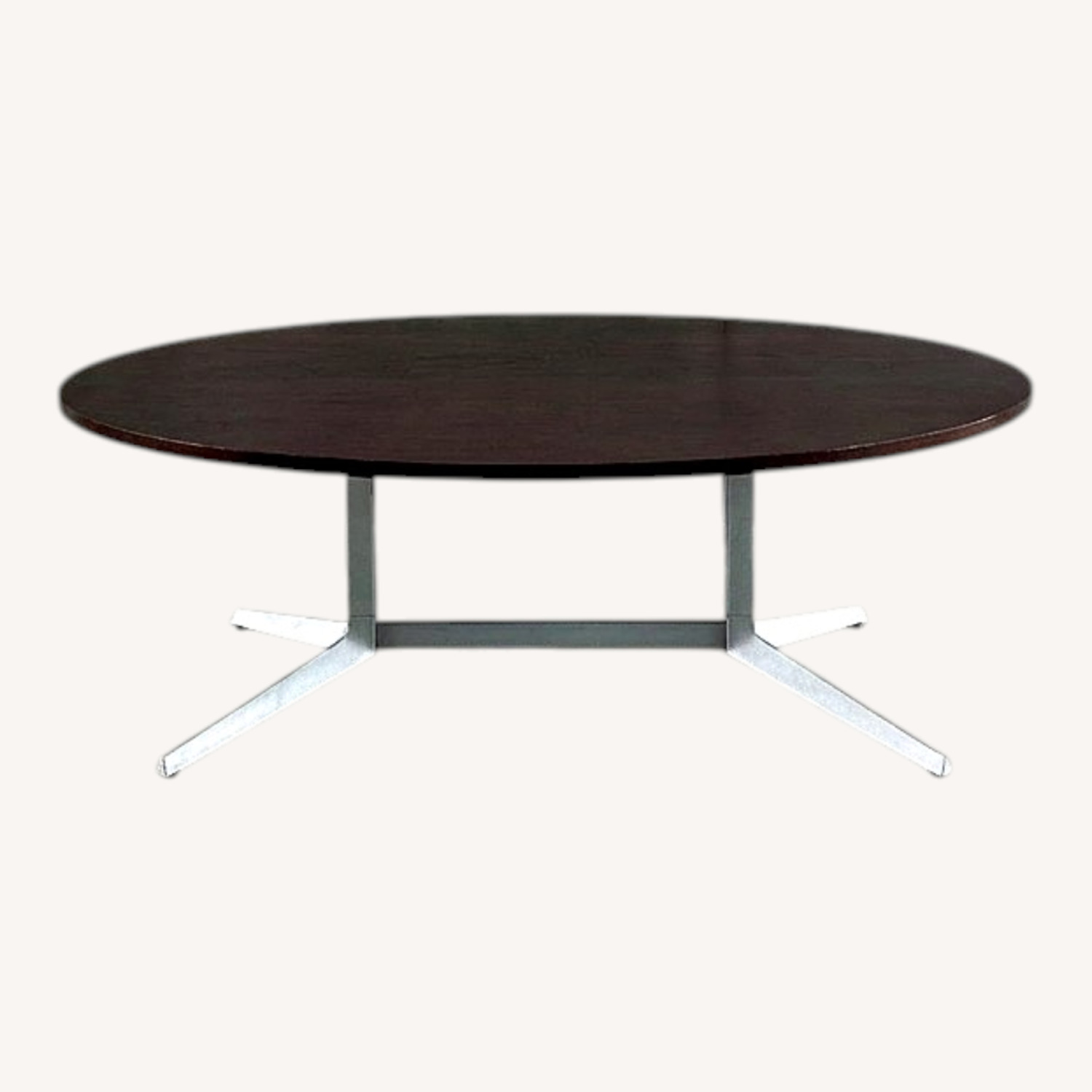 MCM Vintage Dark Brown Round Oval Table - image-0