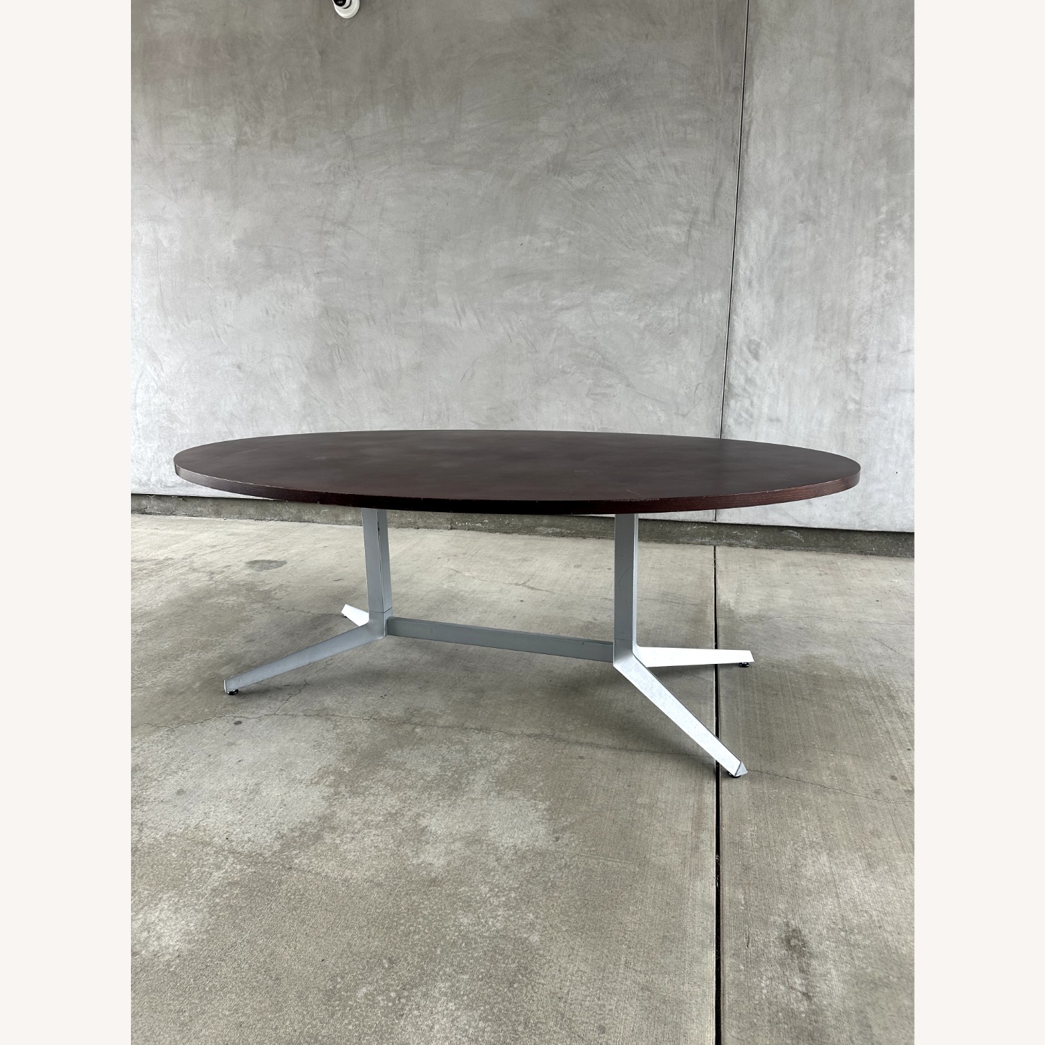 MCM Vintage Dark Brown Round Oval Table - image-2