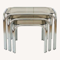 70s German Chrome/Smoke Glass Side Tables