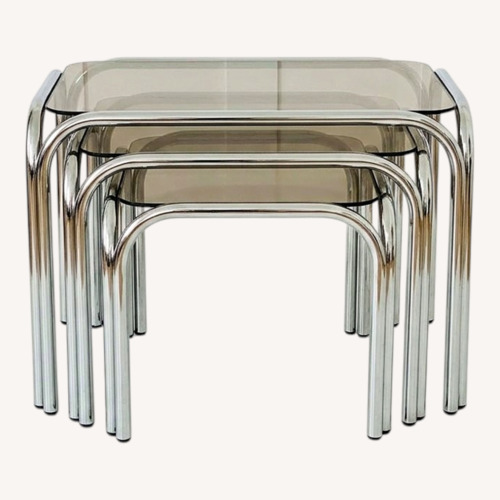 Used 70s German Chrome/Smoke Glass Side Tables for sale on AptDeco