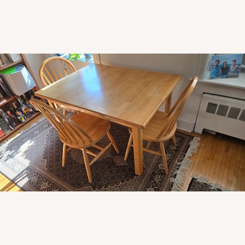 Used Natural Oak Dining Table and 3 Matching Chairs for sale on AptDeco