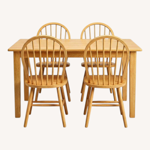 Used Natural Oak Dining Table and 3 Matching Chairs for sale on AptDeco