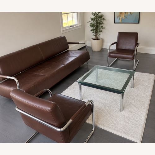 Used Vitra Visavis Dark Brown Leather 3+ Seater Sofa for sale on AptDeco