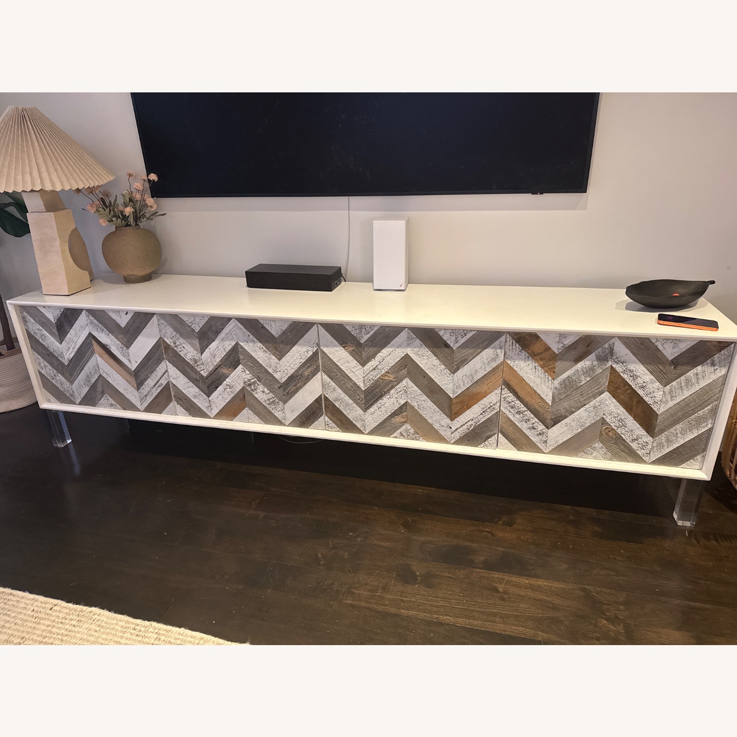 ModShop Chevron White Wood Sideboard - image-1