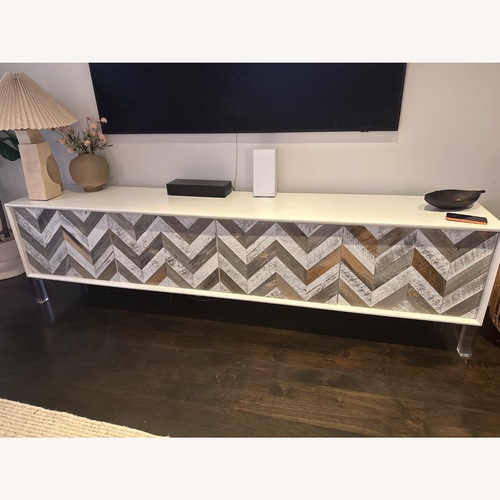 Used ModShop Chevron White Wood Sideboard for sale on AptDeco