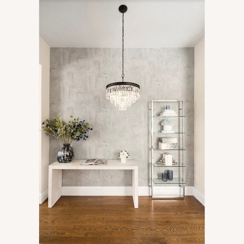 Used Five-Tier Polished Bookcase With Glass Shelves  for sale on AptDeco