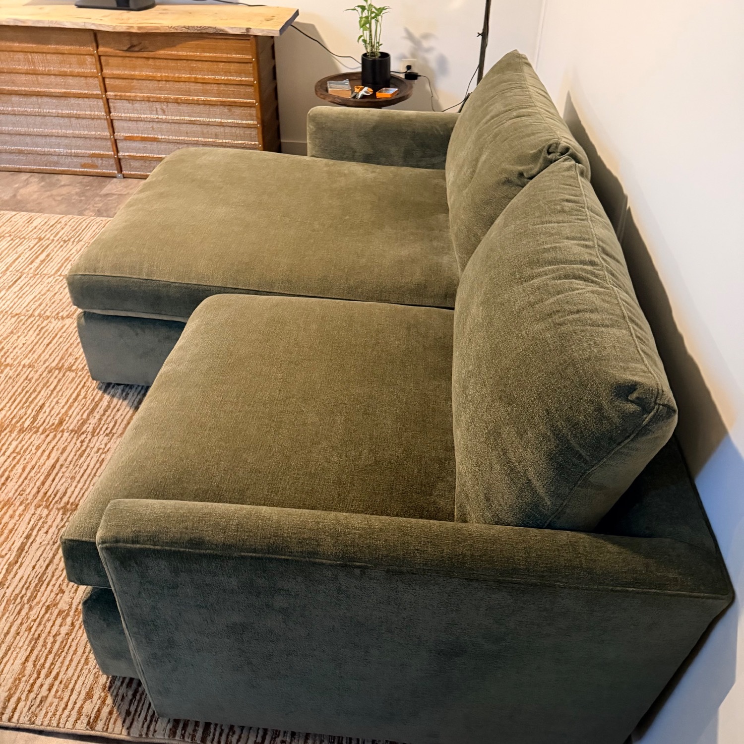 Crate & Barrel Lounge Fabric Olive 2 Piece Sectional - image-3
