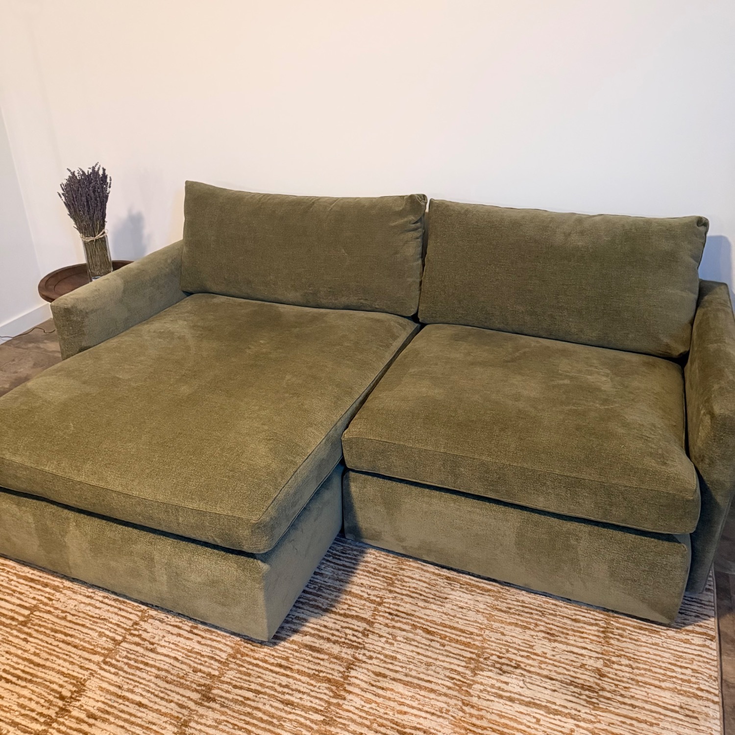 Crate & Barrel Lounge Fabric Olive 2 Piece Sectional - image-2