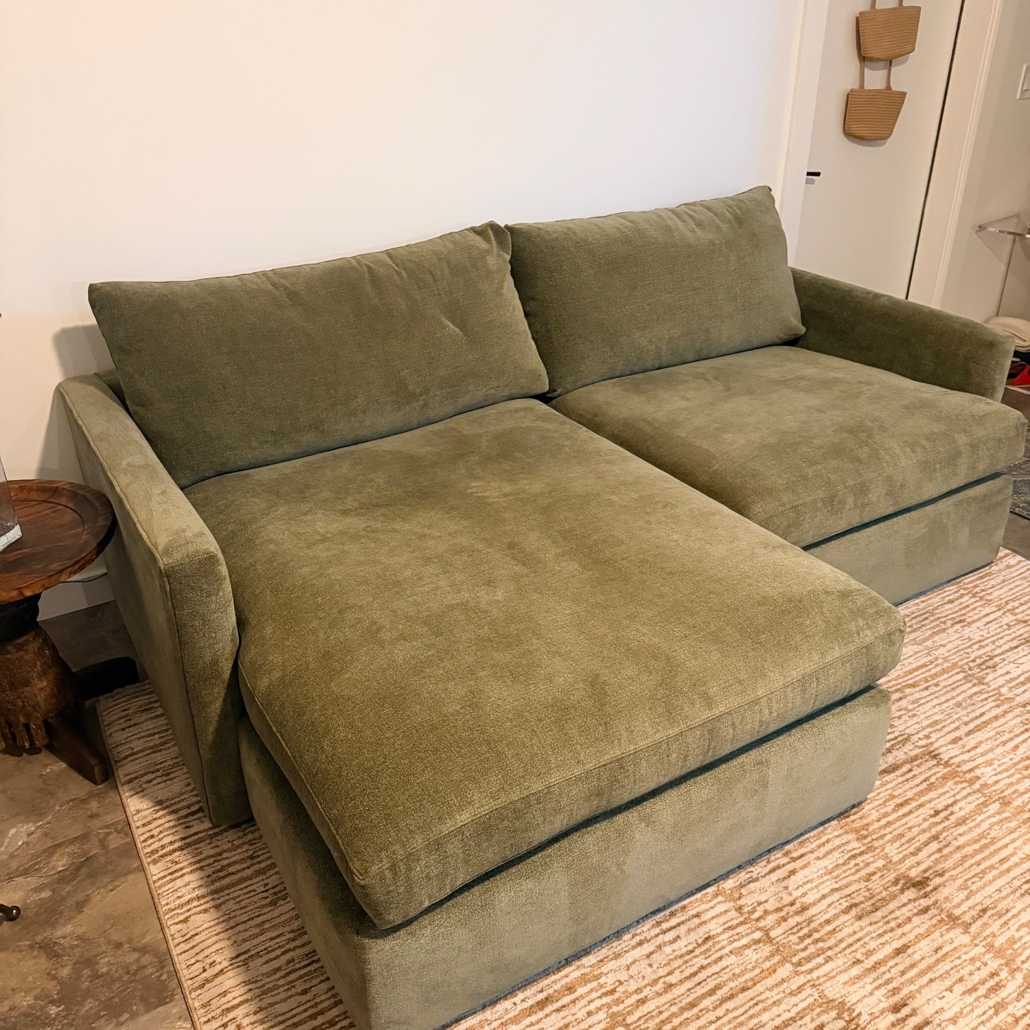 Crate & Barrel Lounge Fabric Olive 2 Piece Sectional - image-1