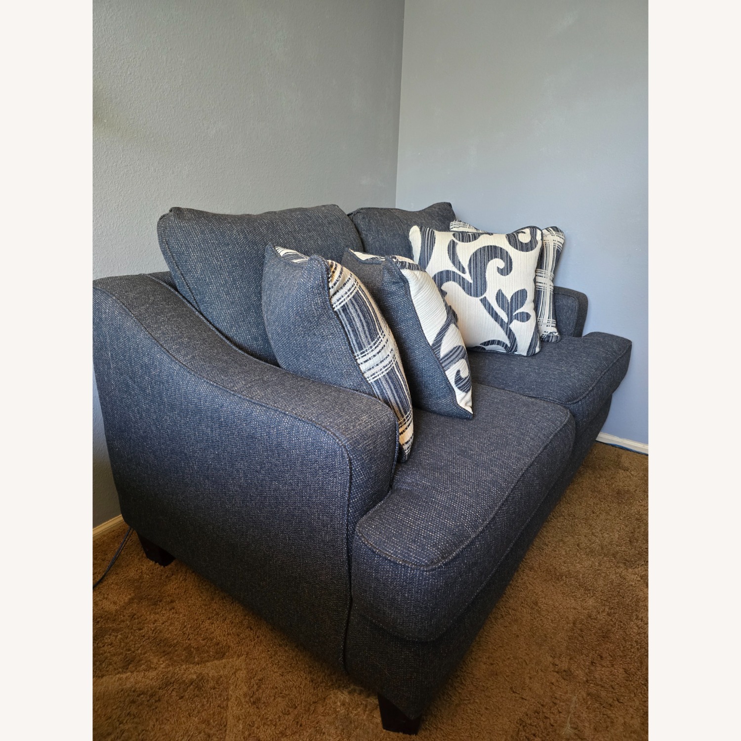 nFusion Furniture Blue Fabric Loveseat - image-3