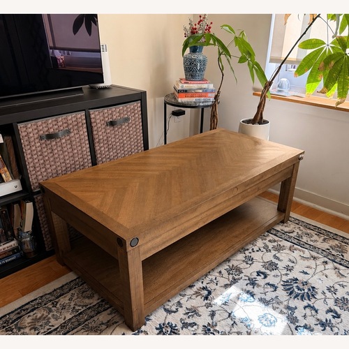 Used Sonoma Natural Lift-Top Storage Coffee Table for sale on AptDeco