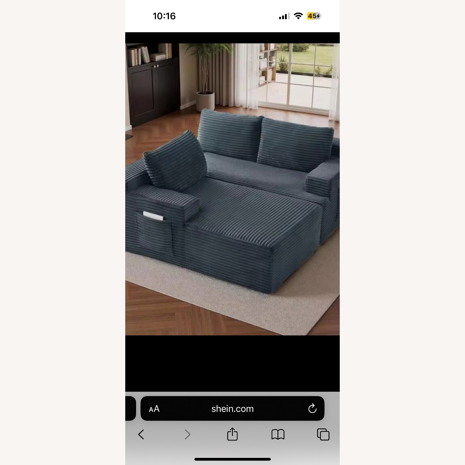 96 Sectional Couch, L shaped Chaise - image-3