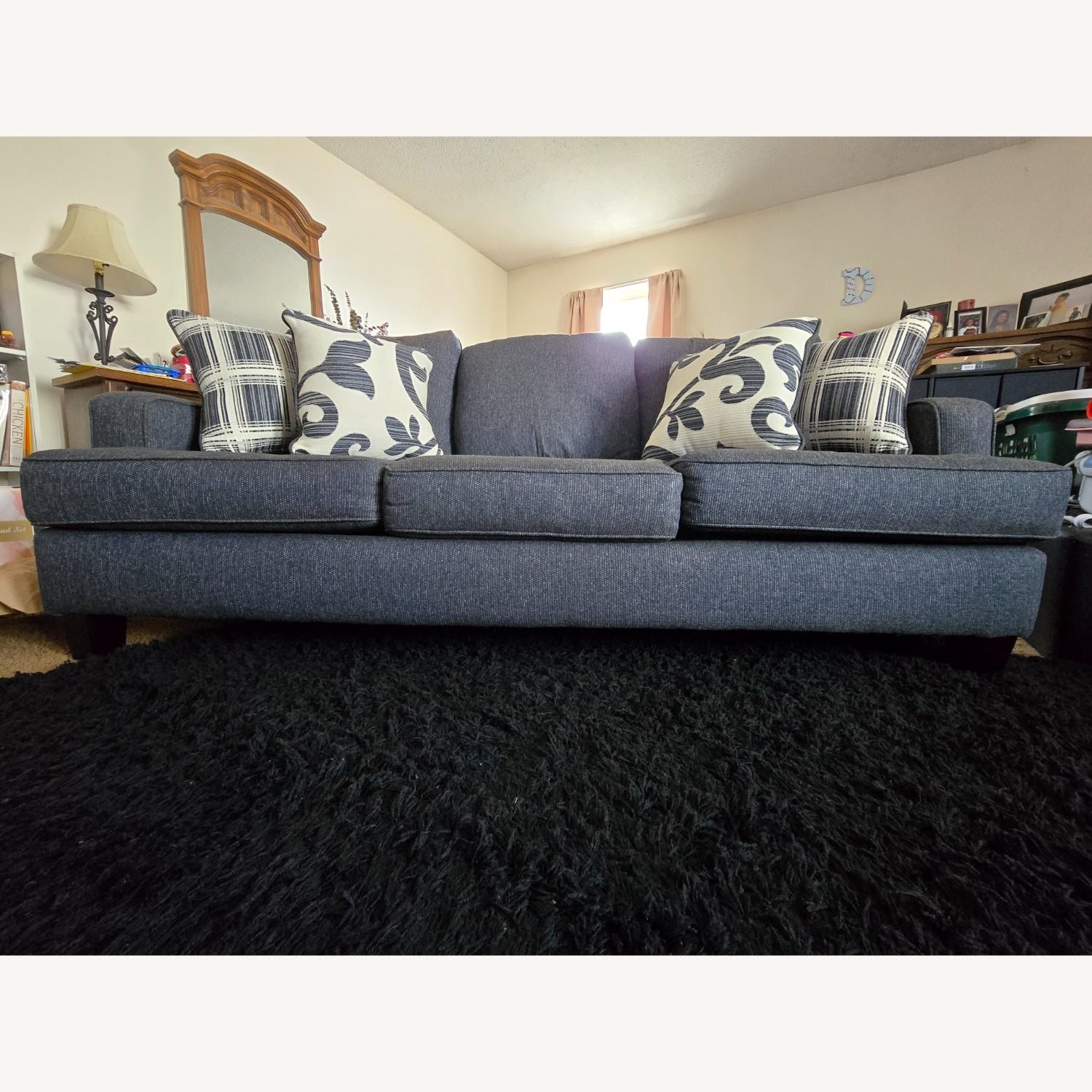 nFusion Furniture Blue Fabric 3+ Seater Sofa - image-2