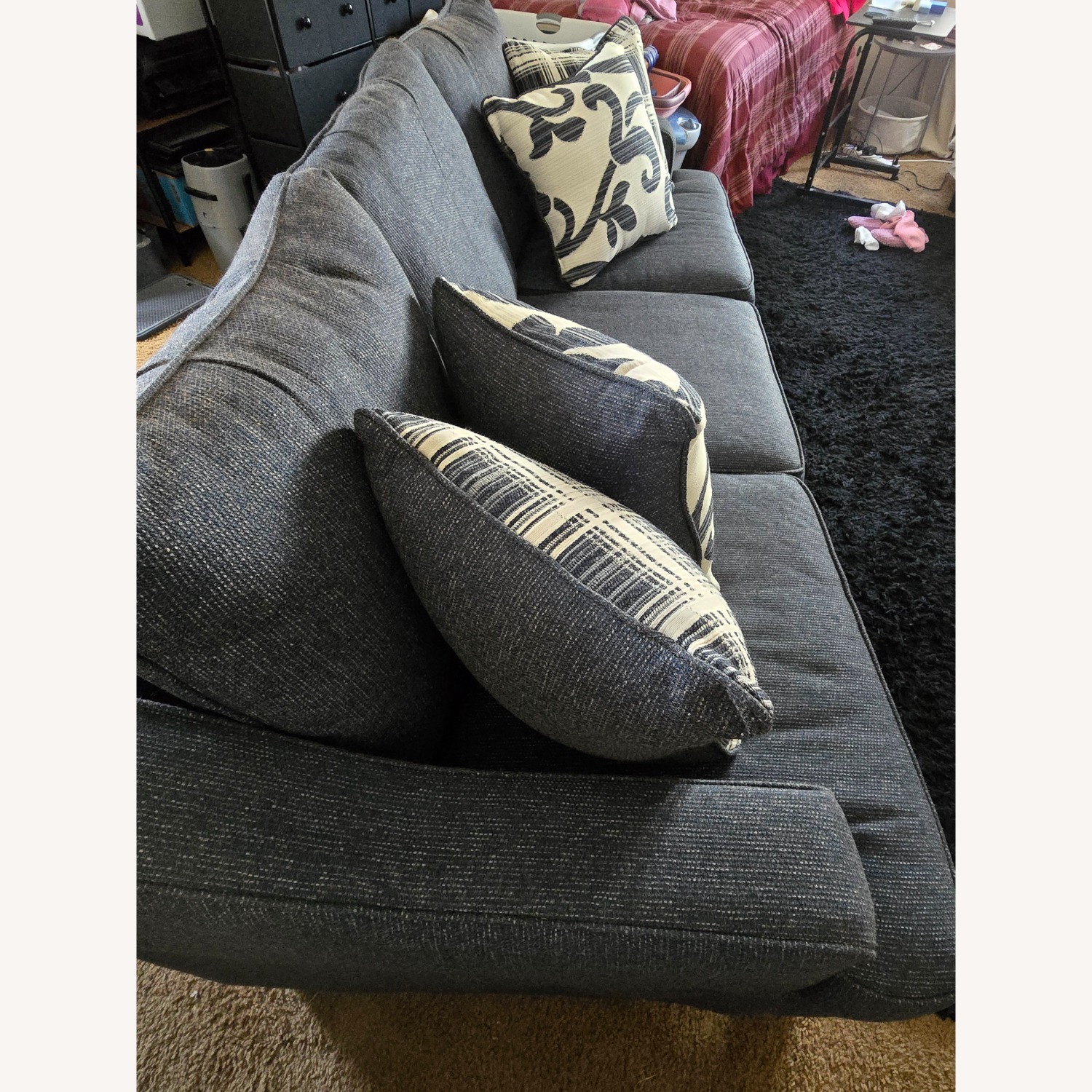nFusion Furniture Blue Fabric 3+ Seater Sofa - image-5