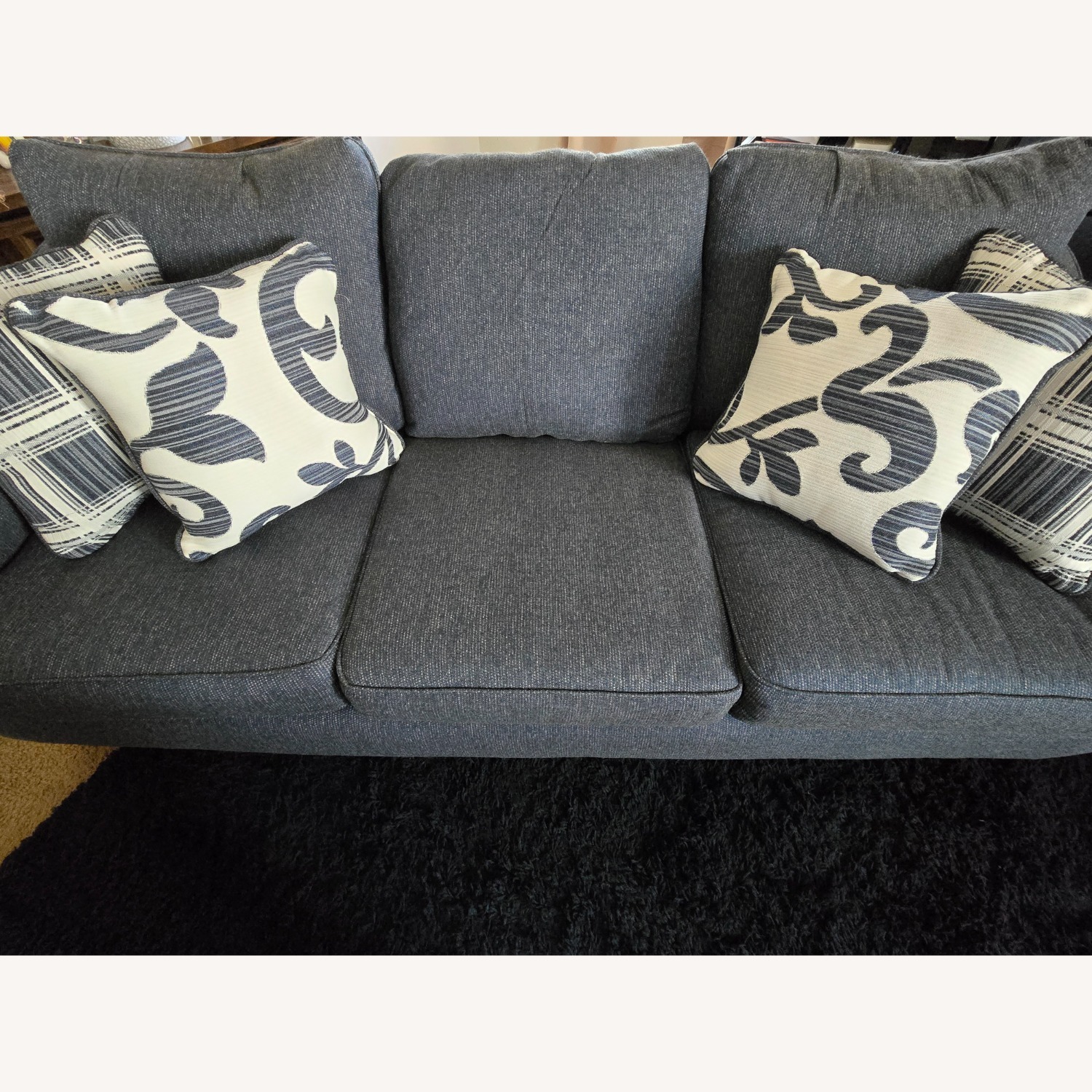nFusion Furniture Blue Fabric 3+ Seater Sofa - image-8