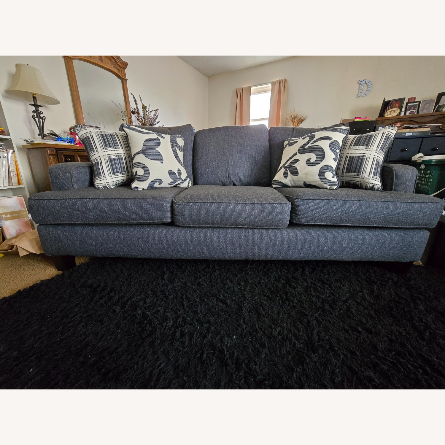 nFusion Furniture Blue Fabric 3+ Seater Sofa - image-1