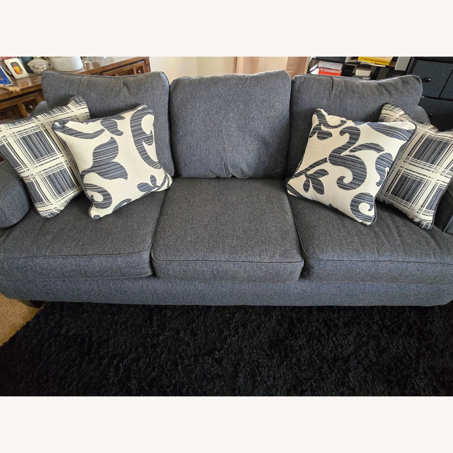 nFusion Furniture Blue Fabric 3+ Seater Sofa - image-7