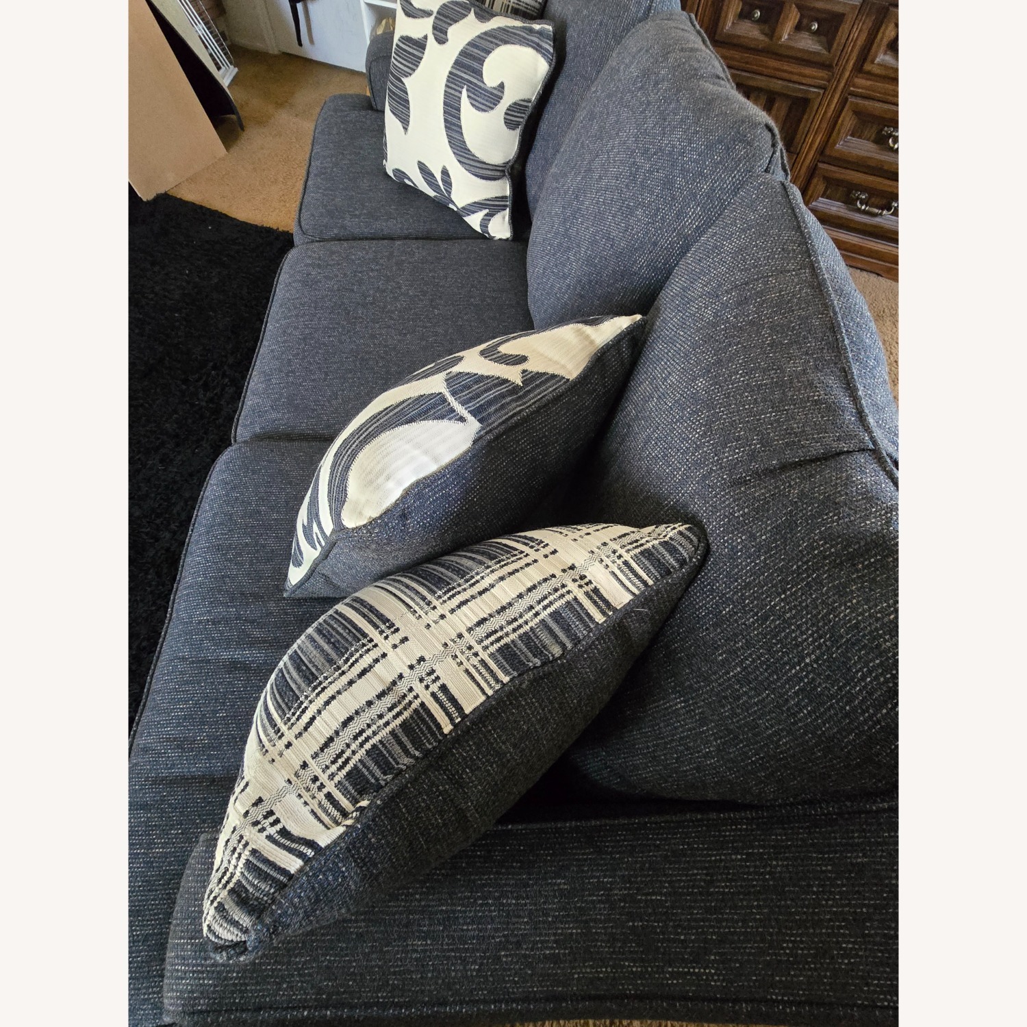 nFusion Furniture Blue Fabric 3+ Seater Sofa - image-4