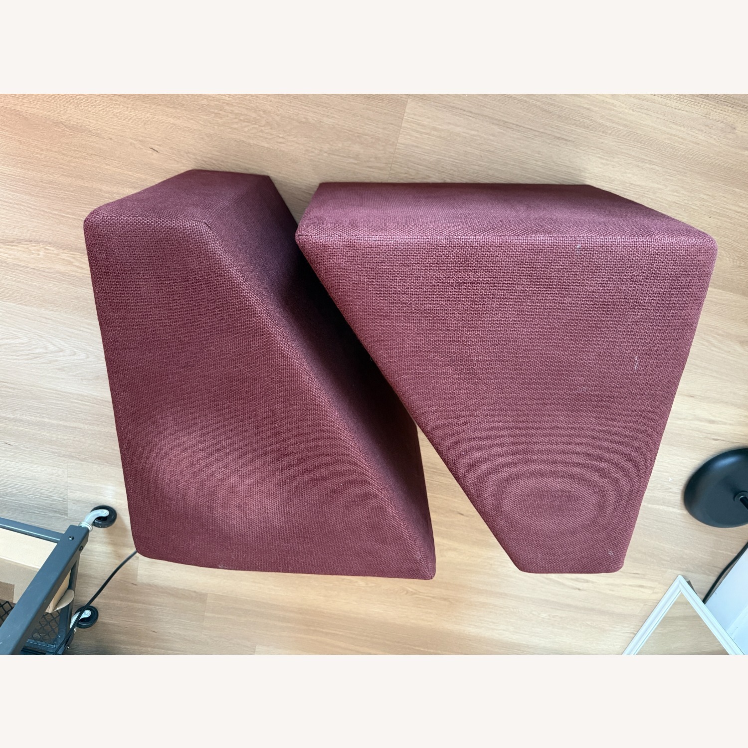 Maroon Fabric Ottoman Set - image-4