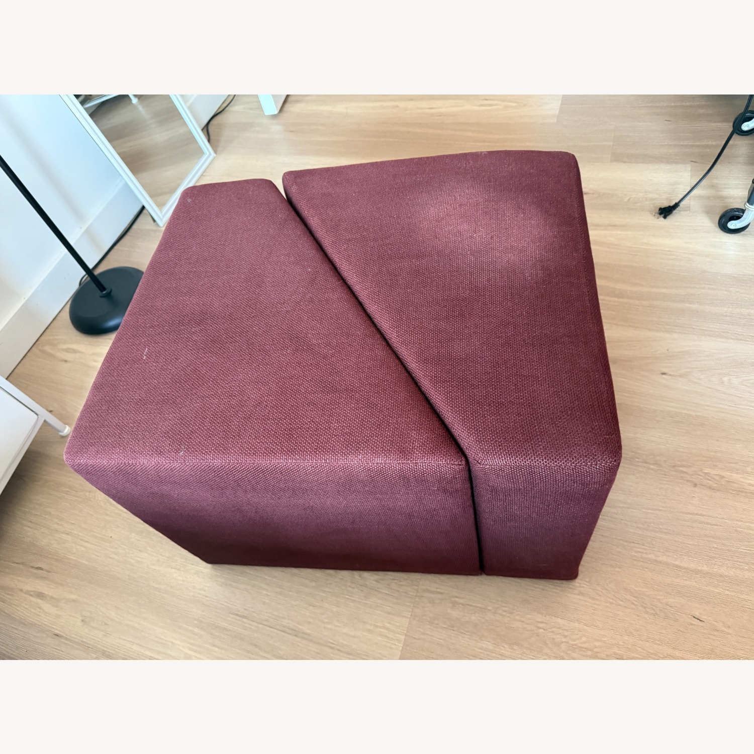 Maroon Fabric Ottoman Set - image-2