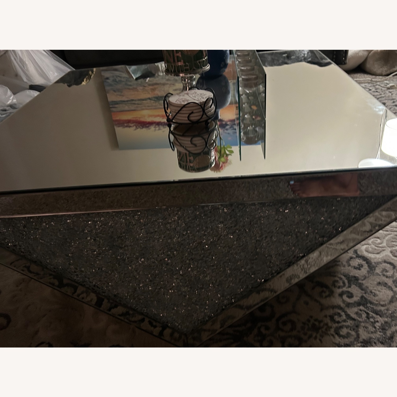 Vintage/Antique Silver Glass Coffee Table - image-2