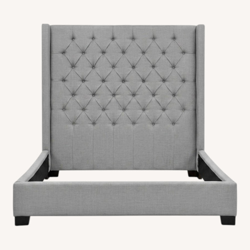 Used Monroe II Upholstered Grey Bed Frame for sale on AptDeco