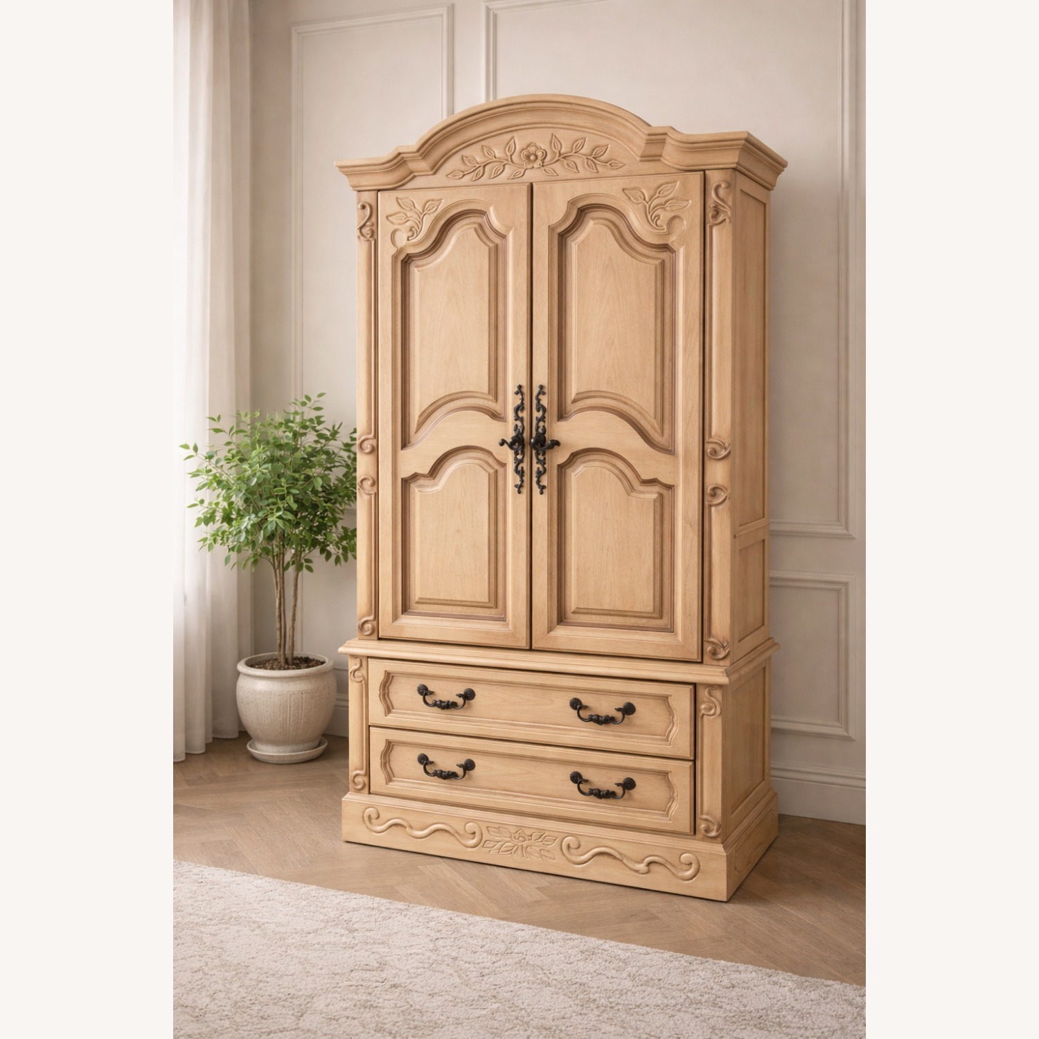 Vintage/Antique Finds Natural Wood Armoire - image-4