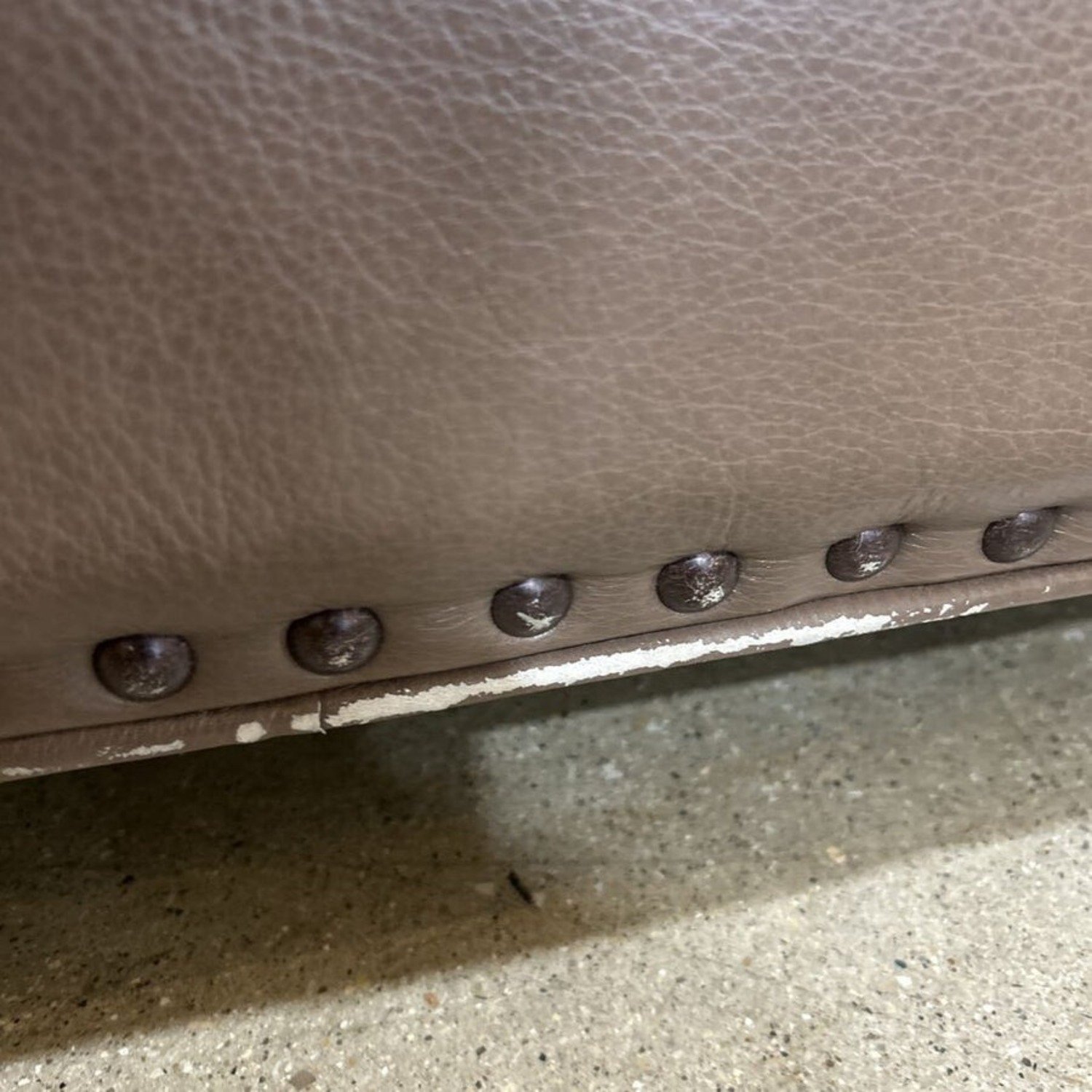 Three Seat Leather Roll-Arm w Nailhead Trim Sofa - image-8