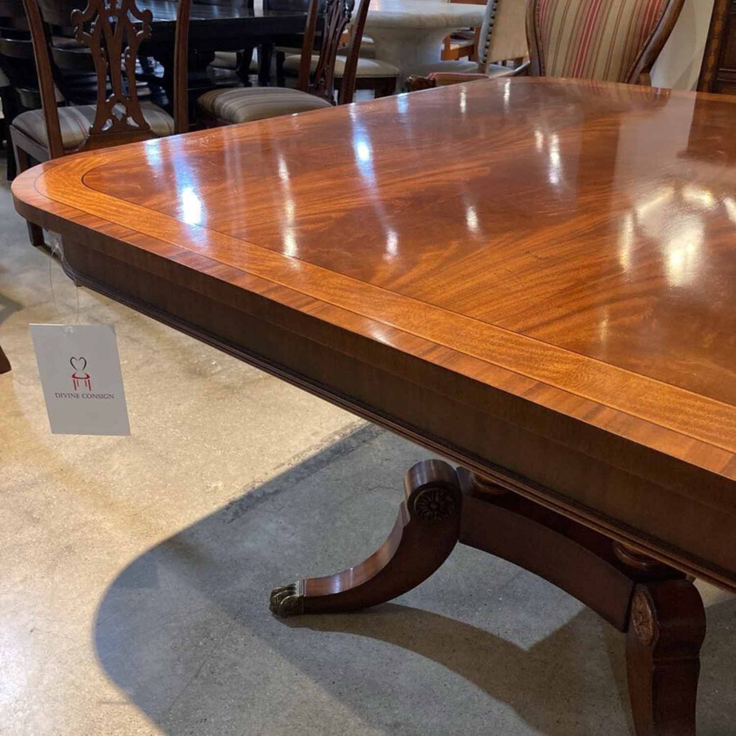 Banded Mahogany Double Pedestal Dining Table - image-2