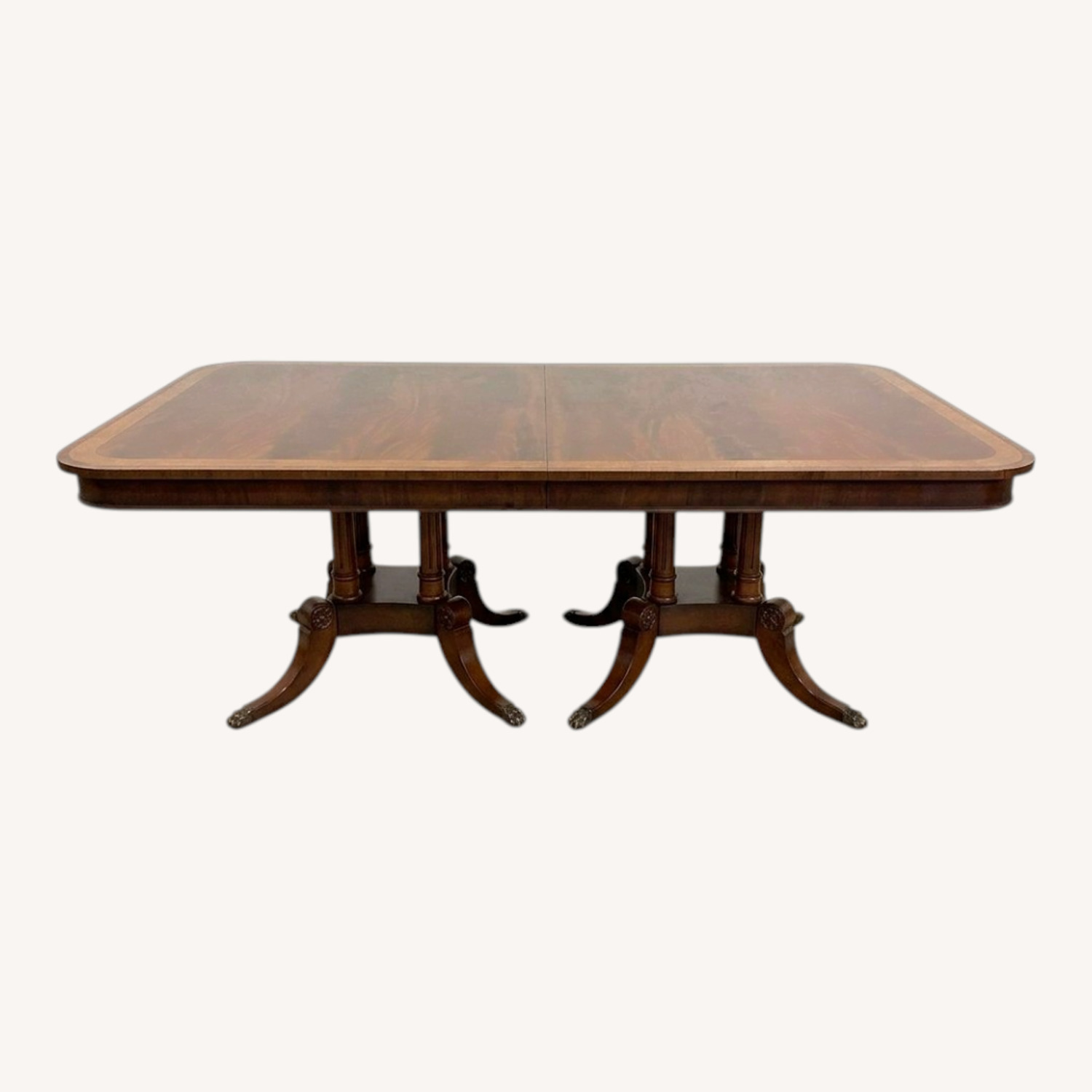 Banded Mahogany Double Pedestal Dining Table - image-0