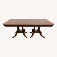Banded Mahogany Double Pedestal Dining Table