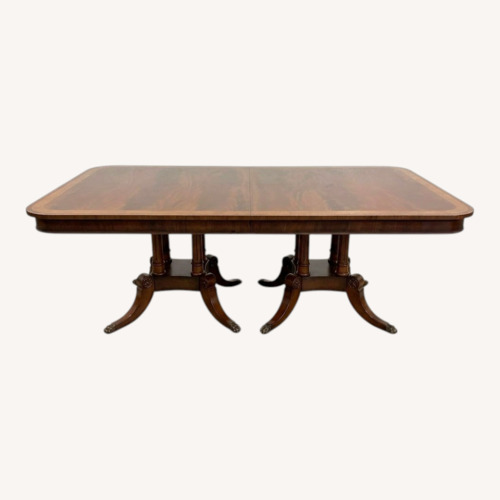 Used Banded Mahogany Double Pedestal Dining Table for sale on AptDeco