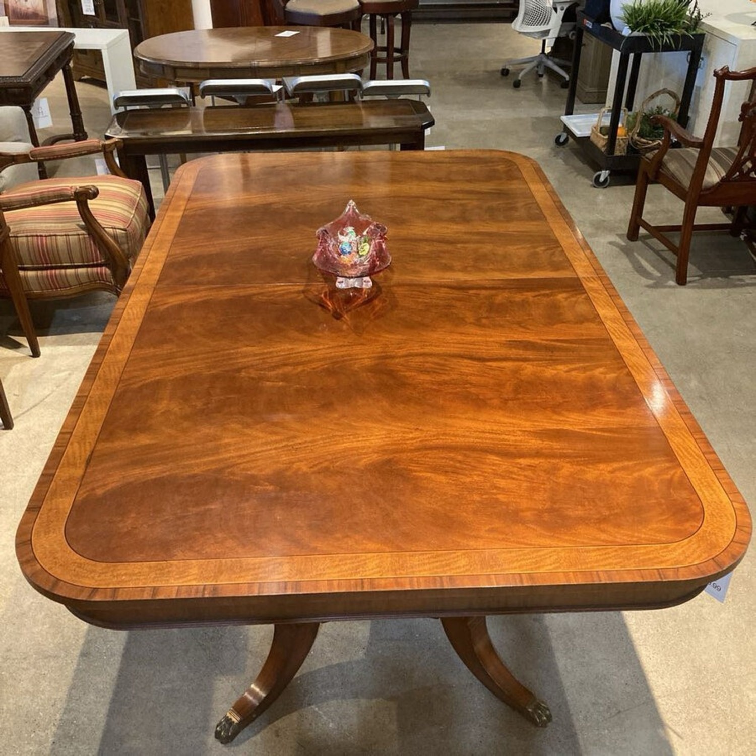 Banded Mahogany Double Pedestal Dining Table - image-5