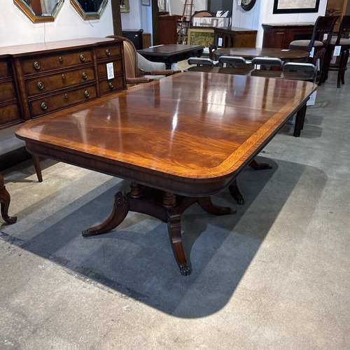 Used Banded Mahogany Double Pedestal Dining Table for sale on AptDeco
