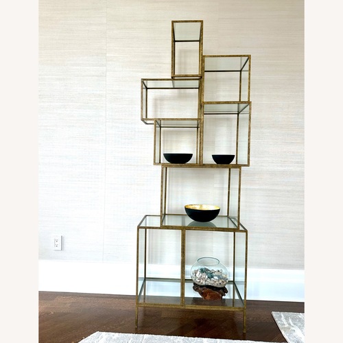 Used Oly Studio Rubiks Gold Metal Bookcase for sale on AptDeco