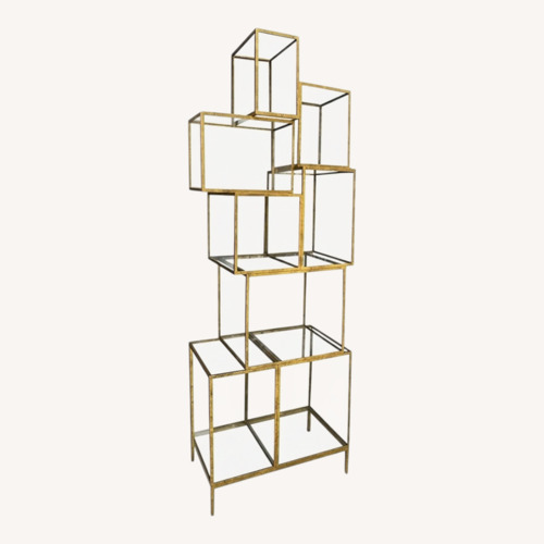 Used Oly Studio Rubiks Gold Metal Bookcase for sale on AptDeco