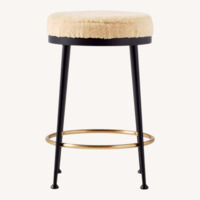 CB2 Atlas Shearling White Counter Stool