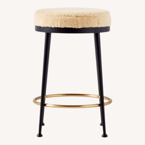 Used CB2 Atlas Shearling White Counter Stool for sale on AptDeco