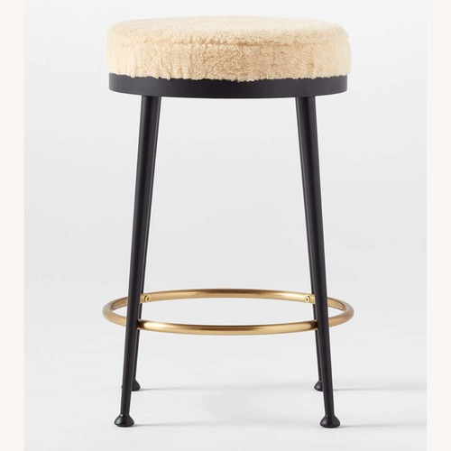 Used CB2 Atlas Shearling White Counter Stool for sale on AptDeco
