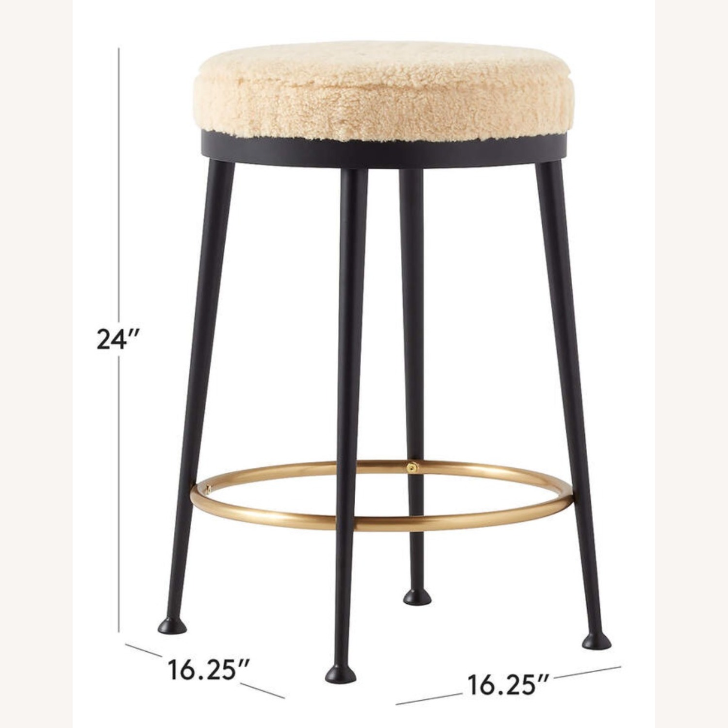 CB2 Atlas Shearling White Counter Stool - image-3
