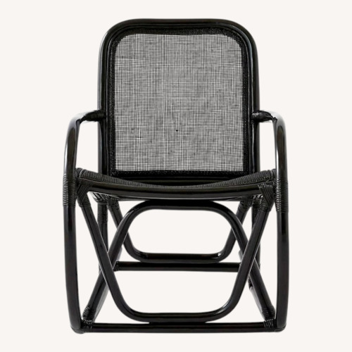 Used CB2 Portofino Black Rattan Accent Chair for sale on AptDeco