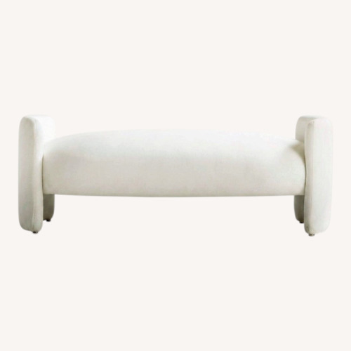 Used CB2 Leanne Ford White Cotton Bench for sale on AptDeco