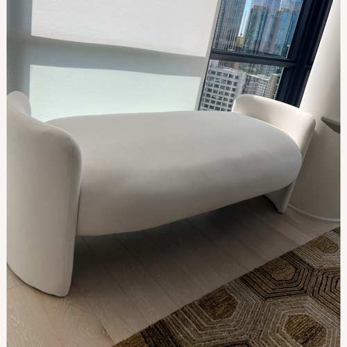 Used CB2 Leanne Ford White Cotton Bench for sale on AptDeco