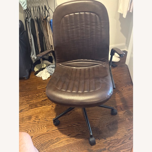 Used Dark Brown Leather Office Chair for sale on AptDeco