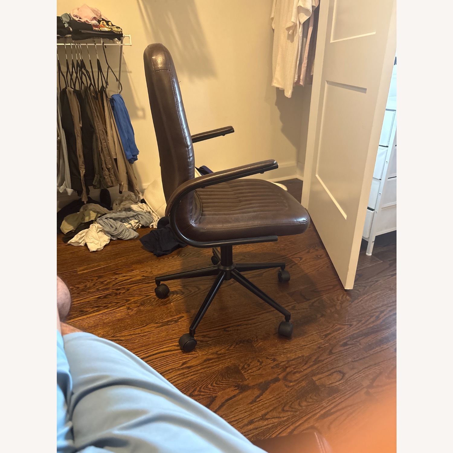 Dark Brown Leather Office Chair - image-3